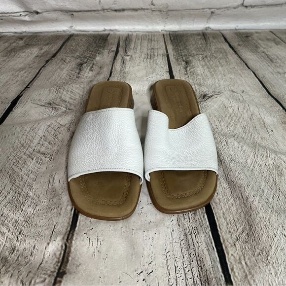 Montego Bay Club Leather Collections White Strap Sandals, Size 5, Pre-owned - Picture 1 of 5